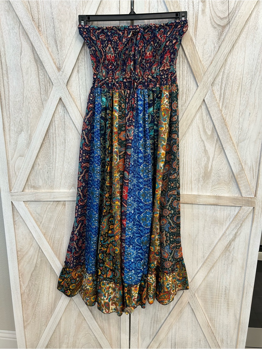 EARTHBOUND Multicolor Strapless Paisley Midi Dress